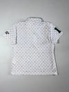 Fila Golf Bear-Print Polo – White, All-Over Bear Graphic, “8” Sleeve Patch (M)