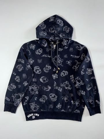 Big Train Skull Graphic All-Over Print Hoodie Black (M)