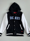 Dickies Varsity Hooded Bomber Jacket — Black/White (M)