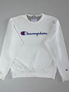 Champion Script Logo White Crewneck Sweatshirt (XL)