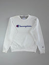 Champion Script Logo White Crewneck Sweatshirt (XL)