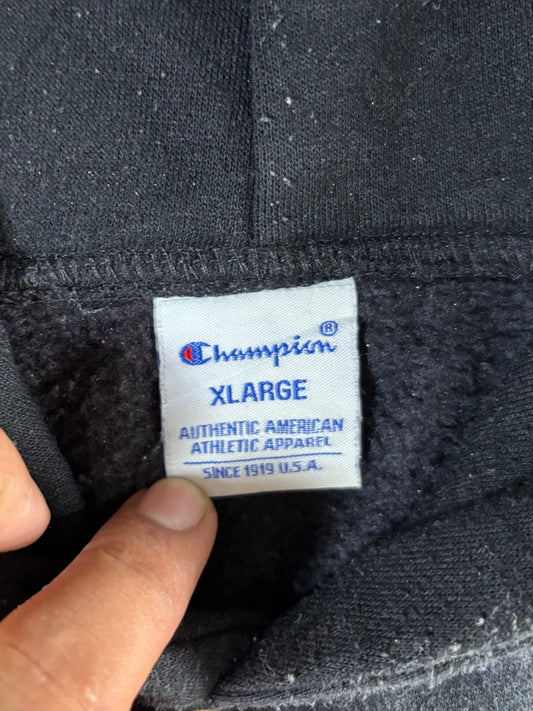 Champion | Script Logo Pullover Hoodie Black | (M)