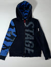 Stage Outerwear Black Blue Camo Sleeve Hoodie  (S)