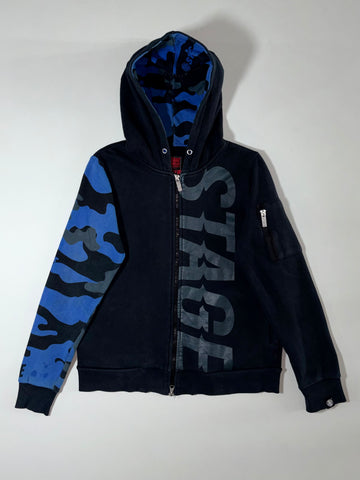 Stage Outerwear Black Blue Camo Sleeve Hoodie  (S)