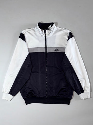Adidas White Black Grey Colorblock Track Jacket (XL)