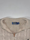Polo Ralph Lauren Cream Cable Knit Quarter-Zip Sweater (L)