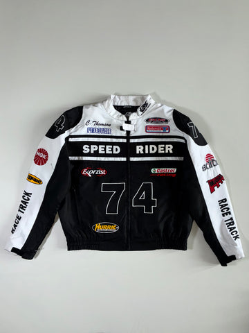 Speed Rider 74” Racing Jacket — Black/White (2XL)