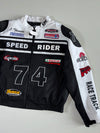 Speed Rider 74” Racing Jacket — Black/White (2XL)