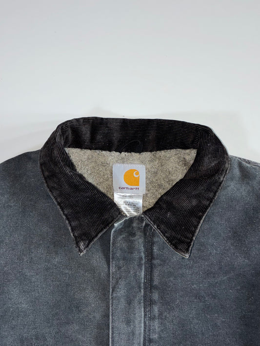 Vintage 2000s Carhartt J02 Faded Arctic Quilt-Lined Work Jacket (Corduroy Collar) (XL/2XL)