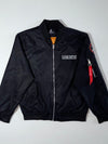 Schenbach Black Bomber Jacket “RN-097” Embroidered Patch Sleeve Zip Pocket (M)