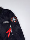 Schenbach Black Bomber Jacket “RN-097” Embroidered Patch Sleeve Zip Pocket (M)
