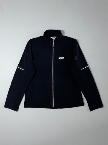 Asics Black Softshell Zip-Up Track Jacket Reflective Piping (S)