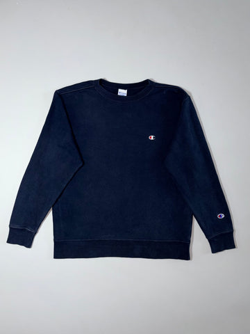 Champion Reverse Weave Style Navy Blue Crewneck Sweatshirt Embroidered Logo  (L/XL)