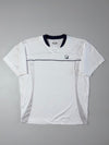 Fila White Navy-Trim Performance Sports T-Shirt Mesh Panel Detail (L)