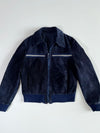 Navy Storm” Vintage German Suede Leather Bomber Jacket (S)