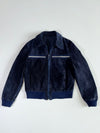 Navy Storm” Vintage German Suede Leather Bomber Jacket (S)