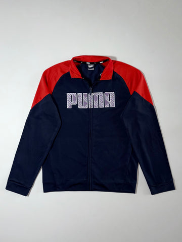 Puma Track Jacket – Navy & Red Colorblock Full Zip (S)