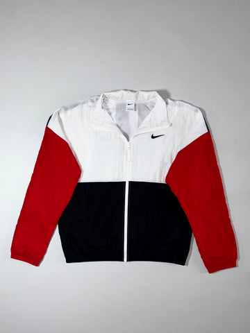 Nike Windbreaker Jacket – White, Black & Red Colorblock, (M)