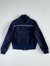 Navy Storm” Vintage German Suede Leather Bomber Jacket (S)
