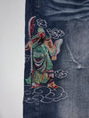 Vintage Embroidered Warrior Graphic Denim Jeans (W:31) (L:39)
