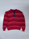 Maselli | Red Striped Quarter Zip PULLOVER | (L)