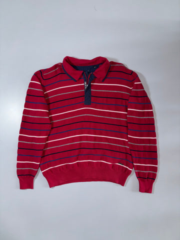 Maselli | Red Striped Quarter Zip PULLOVER | (L)