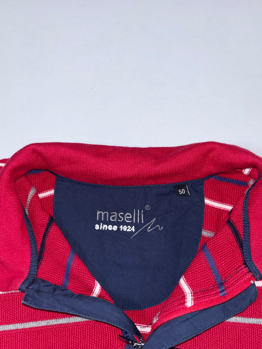 Maselli | Red Striped Quarter Zip PULLOVER | (L)