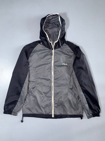 Fila | Grey Black Hooded Windbreaker | (M)