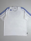 Adidas Climalite T-Shirt – White with Blue 3-Stripe Shoulders, (2XL)