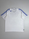 Adidas Climalite T-Shirt – White with Blue 3-Stripe Shoulders, (2XL)