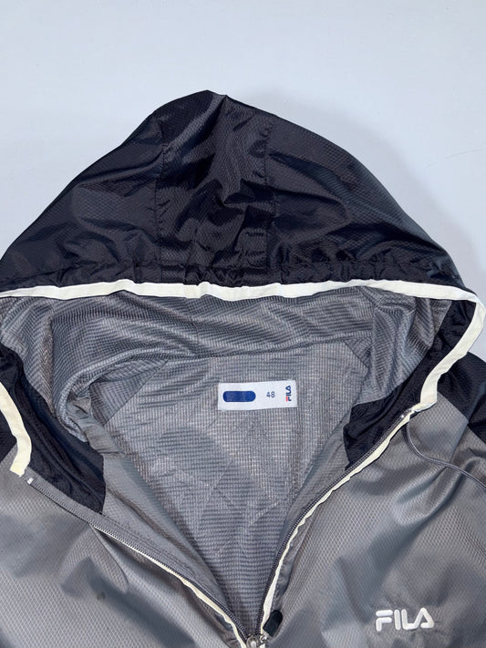 Fila | Grey Black Hooded Windbreaker | (M)