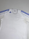 Adidas Climalite T-Shirt – White with Blue 3-Stripe Shoulders, (2XL)