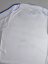 Adidas Climalite T-Shirt – White with Blue 3-Stripe Shoulders, (2XL)
