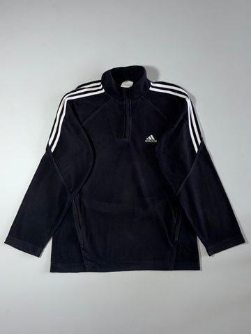 Adidas 3-Stripes Quarter Zip Fleece Pullover – Black (M)