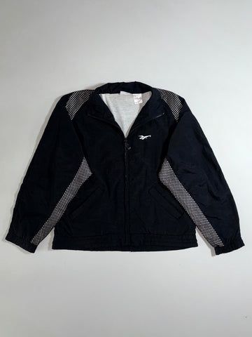 Reebok Mesh-Panel Track Jacket – Black Vintage Windbreaker, (M)