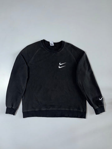 Nike | Black Double Swoosh Crewneck | (XL)