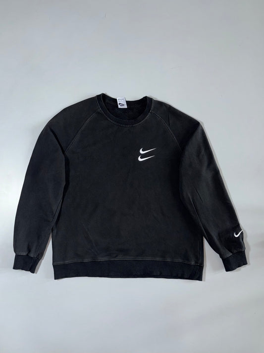 Nike | Black Double Swoosh Crewneck | (XL)