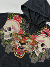 Ed Hardy Rhinestone Skull & Tiger Graphic Zip Hoodie (M/L)