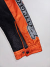 AbriSpeed Racing Jacket – Orange, White & Black Motorsport Bomber, Multi-Patch Design, (M)