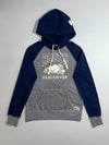 Roots Vancouver Canada Hoodie – Navy & Grey Colorblock Pullover, (S)