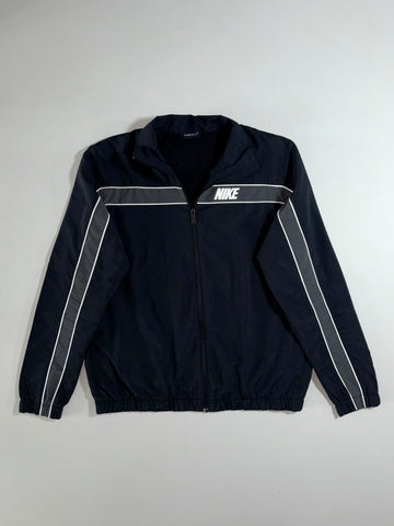 Nike Windbreaker Track Jacket – Black with Grey Stripe Piping, (M)