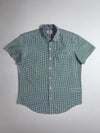 Timberland Gingham Check Shirt – Green, Navy & White Short Sleeve, (M)