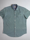 Timberland Gingham Check Shirt – Green, Navy & White Short Sleeve, (M)