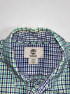 Timberland Gingham Check Shirt – Green, Navy & White Short Sleeve, (M)