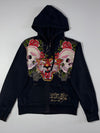 Ed Hardy Rhinestone Skull & Tiger Graphic Zip Hoodie (M/L)