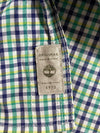 Timberland Gingham Check Shirt – Green, Navy & White Short Sleeve, (M)