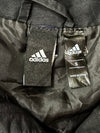 Adidas Hooded Parka – Black Long Windbreaker with Glitter Zip Trim Women’s (S)