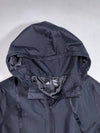 Adidas Hooded Parka – Black Long Windbreaker with Glitter Zip Trim Women’s (S)