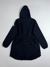 Adidas Hooded Parka – Black Long Windbreaker with Glitter Zip Trim Women’s (S)