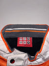 AbriSpeed Racing Jacket – Orange, White & Black Motorsport Bomber, Multi-Patch Design, (M)